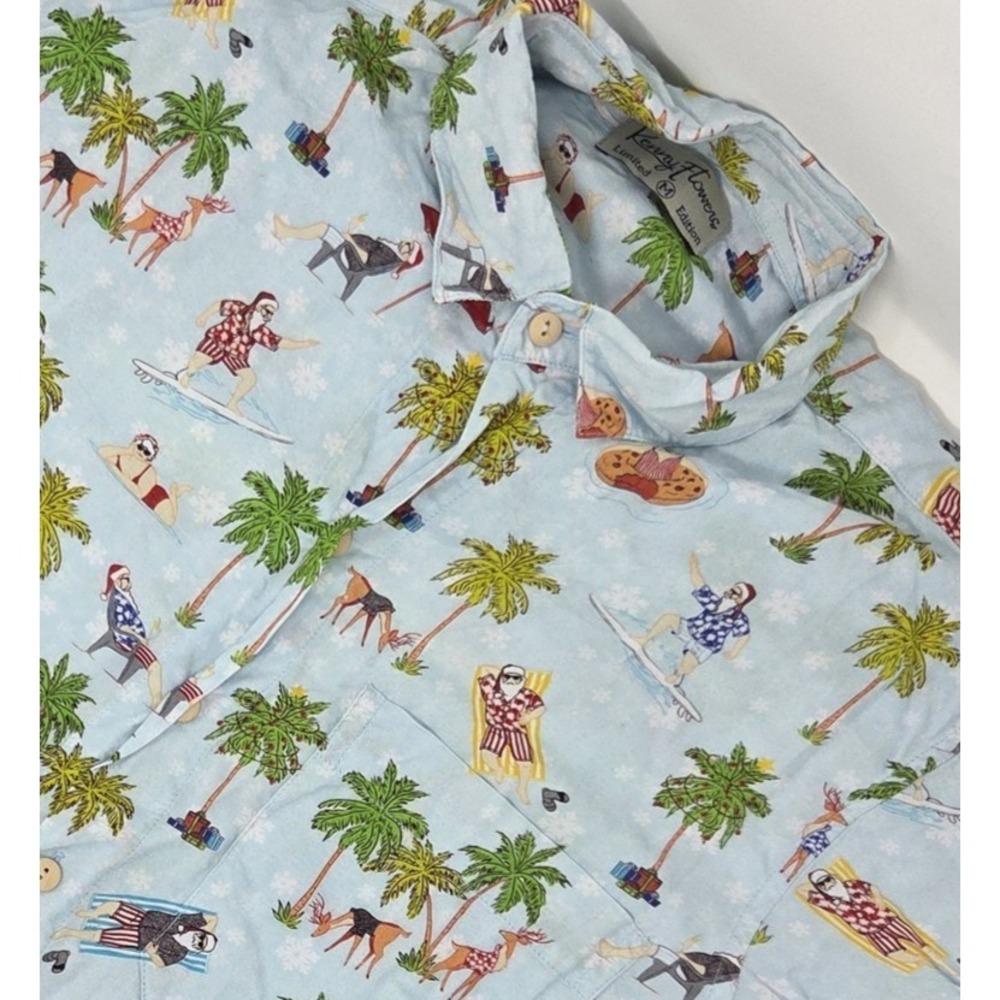Kenny Flowers The South Pole Tropical Christmas Hawaiian Shirt Mens Medium Santa